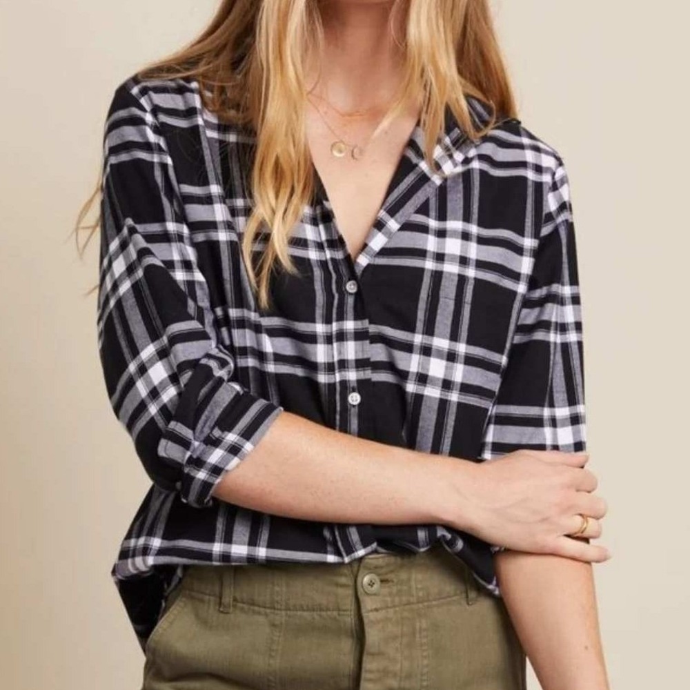 Grayson‎ Frank & Eileen Black The Hero Button Down Shirt Plaid Flannel Size 2